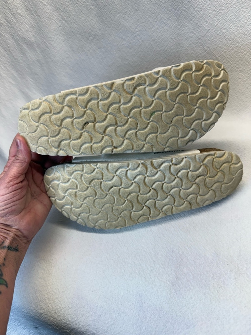 Hippie Style Birkenstock Women Florida White Triple-Strap Cork Footbed Sandals - Picture 7 of 10